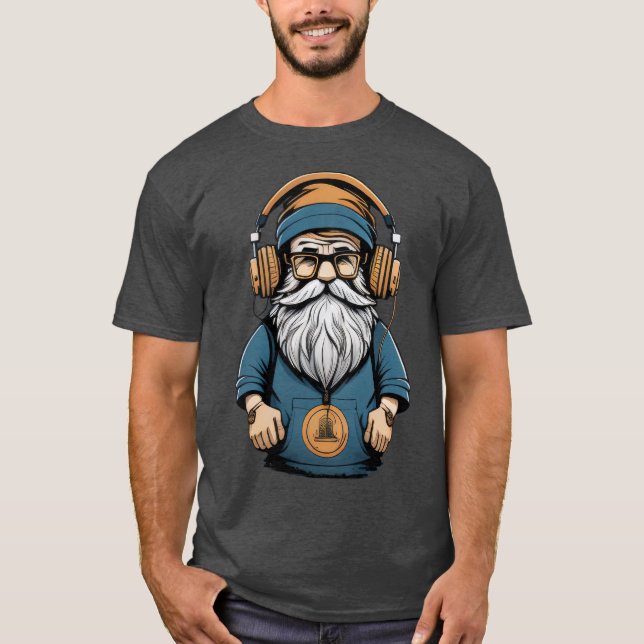 Camiseta Fones de ouvido Gnome do hipster (Frente)