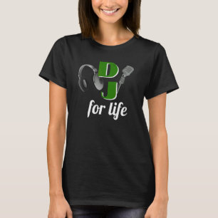 Camiseta Fones de Ouvido Microfone Verde DJ For Life