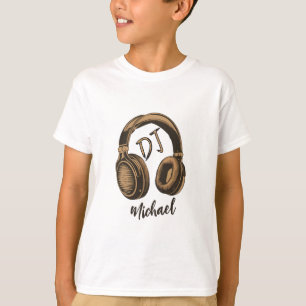 Camiseta Fones de ouvido Modernos DJ Nome Personalizado Bra