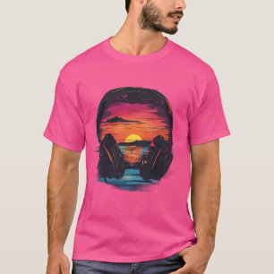 Camiseta Fones de ouvido Music DJ Sunset EDM Beatmaker Tech