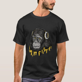 Camiseta Fones de Ouvido Music Gorilla Monkey