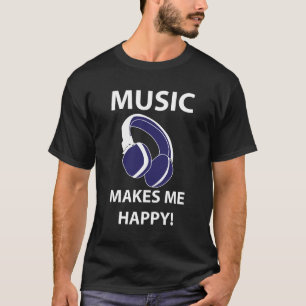 Camiseta Fones de Ouvido Música A Música Me Faz Feliz
