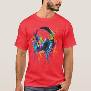 Camiseta Fones de ouvido Música DJ Fones de ouvido Splash E