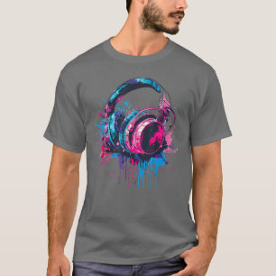 Camiseta Fones de ouvido Música DJ Splash Amante da Música