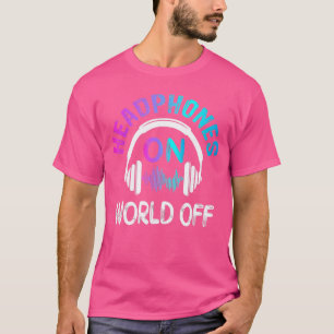 Camiseta Fones de Ouvido Música No Mundo Desligado Amantes