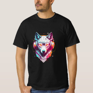 Camiseta Fones de Ouvido Neon Cyber Wolf Y2K