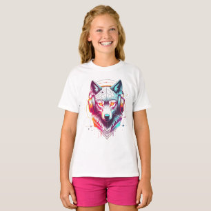 Camiseta Fones de Ouvido Neon Cyber Wolf Y2K