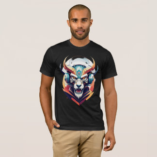 Camiseta Fones de Ouvido Neon Cyber Wolf Y2K Streetwear