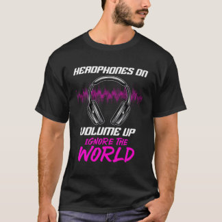 Camiseta Fones de ouvido No Volume Superior Ignoram A Músic