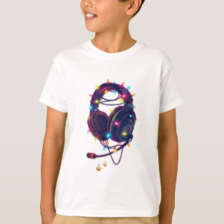 Camiseta Fones de ouvido para jogos com luzes de Natal