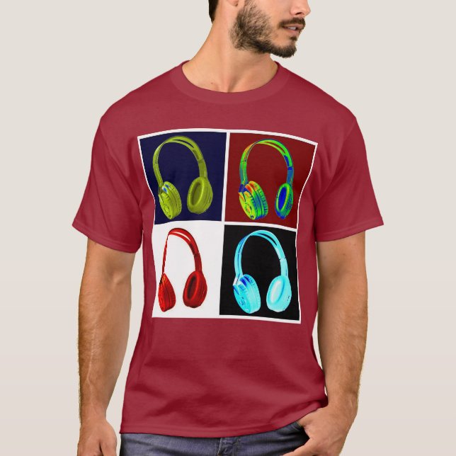 Camiseta Fones de ouvido Pop de arte (Frente)