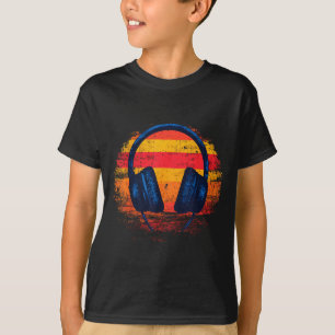 Camiseta Fones de ouvido Pôr do sol Música Relaxada Fones d