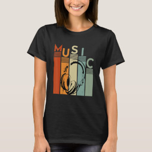 Camiseta Fones de ouvido Retro Dj Vintage de Música Eletrôn