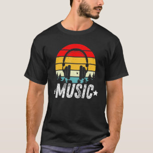 Camiseta Fones de ouvido Retroativos Vintage Música Eletrôn