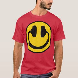 Camiseta Fones de ouvido sorridentes música facial me deixa