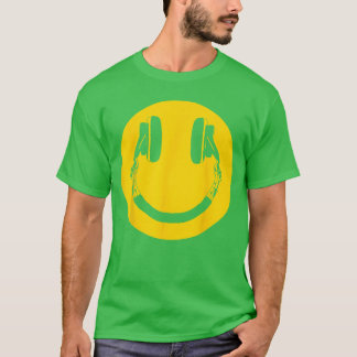 Camiseta Fones de ouvido Sorriso Grunge Música Amante da mú