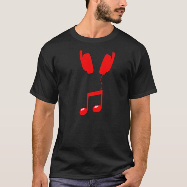 Camiseta fones de ouvido vermelhos (Frente)