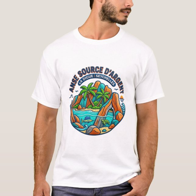 CAMISETA FONTE DE ANSE D'ARGENT LA DIGUE SEYCHELLES (Frente)