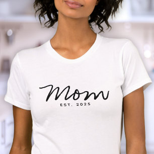 Camiseta Fonte de Letra Cursiva Preta Estabelecida Mamãe