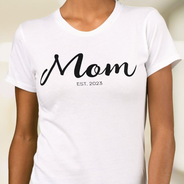 Camiseta Fonte de Letra Manuscrita Preta Estabelecida Mãe (Criador carregado)