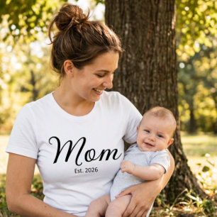 Camiseta Fonte de Letra Manuscrita Preta Estabelecida Mamãe