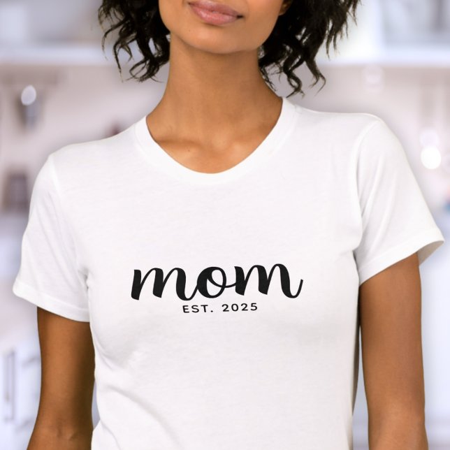 Camiseta Fonte de Letra Manuscrita Preta Estabelecida Mamãe (Criador carregado)