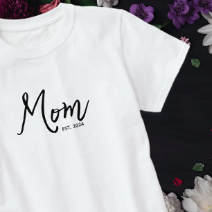 Camiseta Fonte de Letra Manuscrita Preta Estabelecida Mamãe
