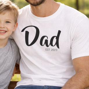 Camiseta Fonte de Letra Manuscrita Preta Estabelecida Pai