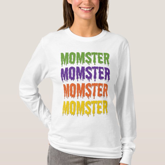 Camiseta Fonte Dripping Momster Fantasia de Halloween Genér (Frente)