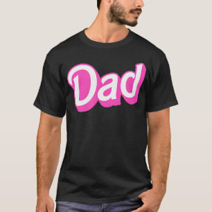 Camiseta Fonte Sobreposta Rosa Branco Pai