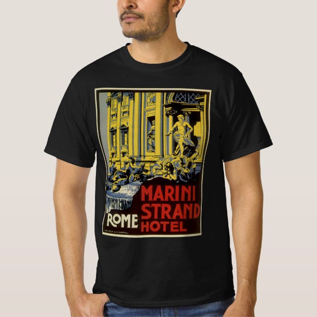 Camiseta Fonte Vintage Trevi, Hotel Marini Strand, Roma (Frente)