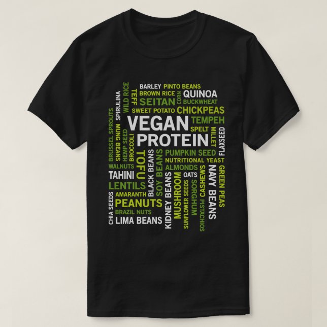 Camiseta Fontes de Proteína Vegan Workout de Nuvem de Palav (Frente do Design)