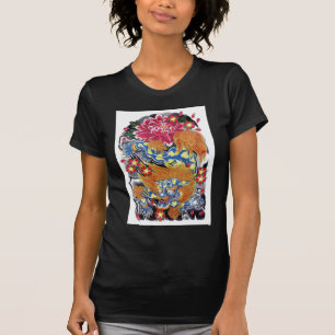 Camiseta Foo & Sakura - Design de tatuagem japonesa