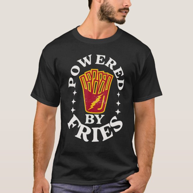 Camiseta Food Quotes Pun Powered By Fries French Fry   (Frente)