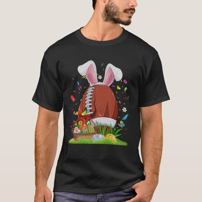 Camiseta Football Ball With Bunny Ears Easter Day Men Boys  (Frente)