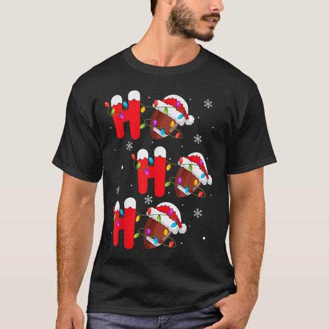 Camiseta Football Christmas Ho Ho Ho Santa Srts Player Funn (Frente)