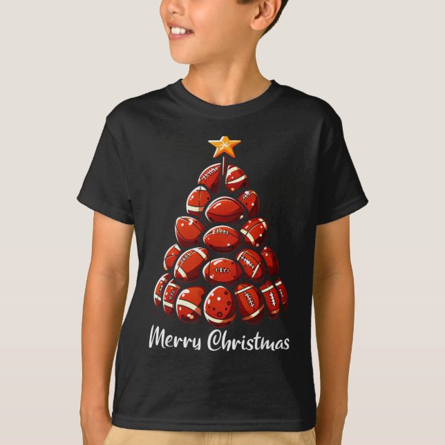 Camiseta Football Christmas Tree Lights Funny Football Play (Frente)