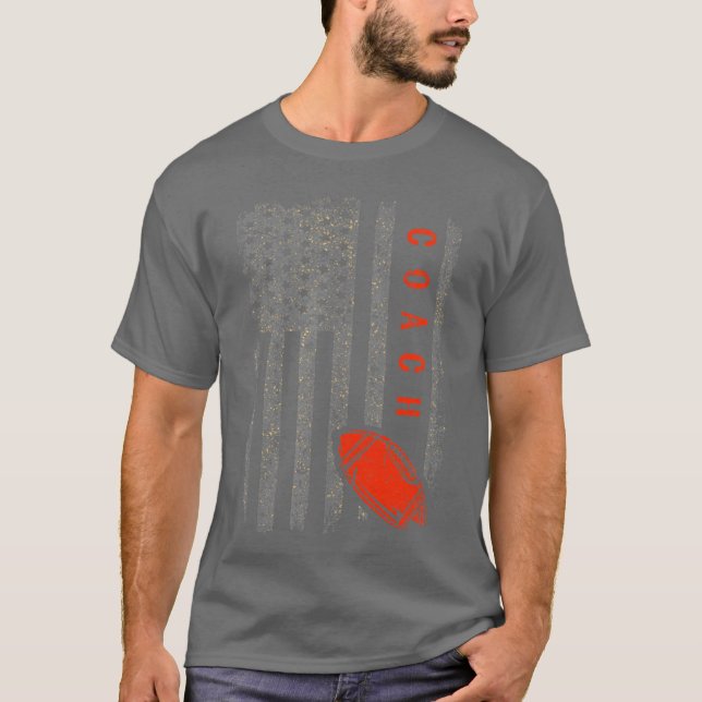 Camiseta Football Coach American Flag Footballrainer Coachi (Frente)