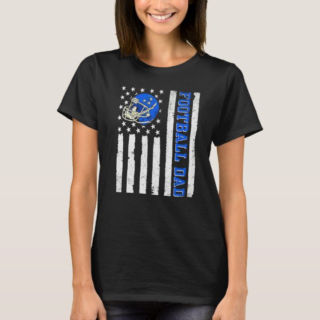 Camiseta Football Dad American USA Flag Proud Dad Of Baller (Frente)