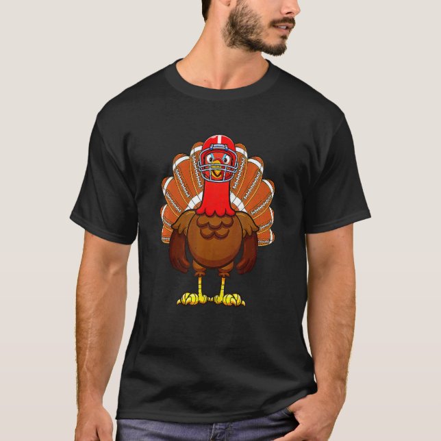 Camiseta Football Gobble Player Turkey Thankful Thanksgivin (Frente)