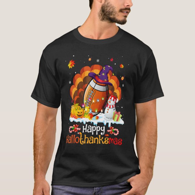 Camiseta Football Happy HalloThanksMas Thanksgiving Christm (Frente)