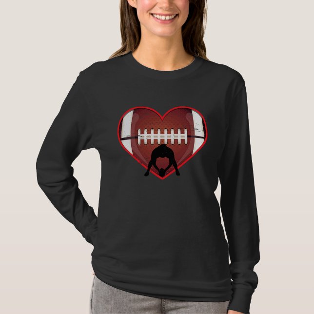 Camiseta Football Heart Valentine's Day Football  Mens Wome (Frente)