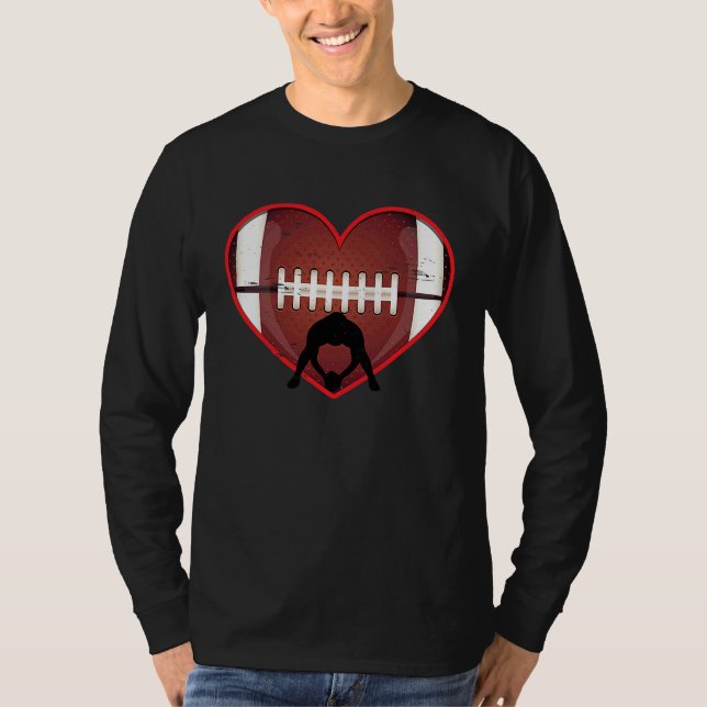 Camiseta Football Heart Valentine's Day Football  Mens Wome (Frente)