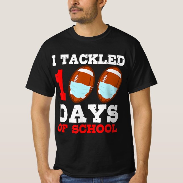 Camiseta Football Masks Fun 100 Days of School Teacher Boy  (Frente)
