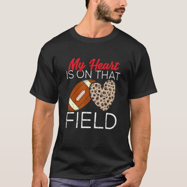 Camiseta Football Mom Football Player Leopard Pattern Footb (Frente)