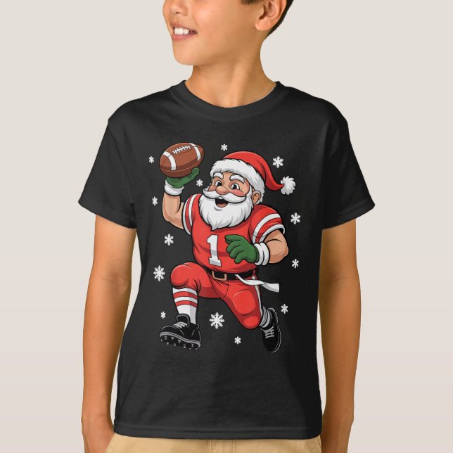 Camiseta Football Santa Claus Lineman Christmas Quarterback (Frente)