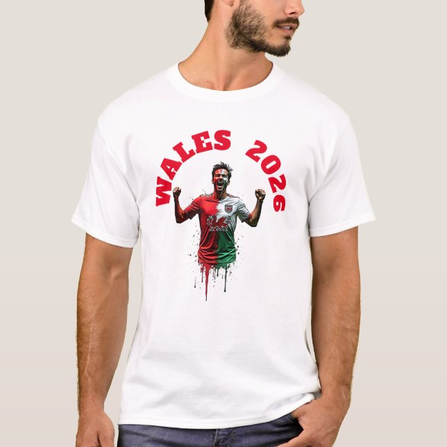 Camiseta Football Soccer Goal Celebration Wales Flag 2026 (Frente)