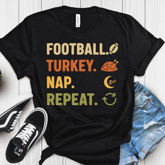 Camiseta Football. Turkey. Nap. Repeat - Funny Thanksgiving (Criador carregado)