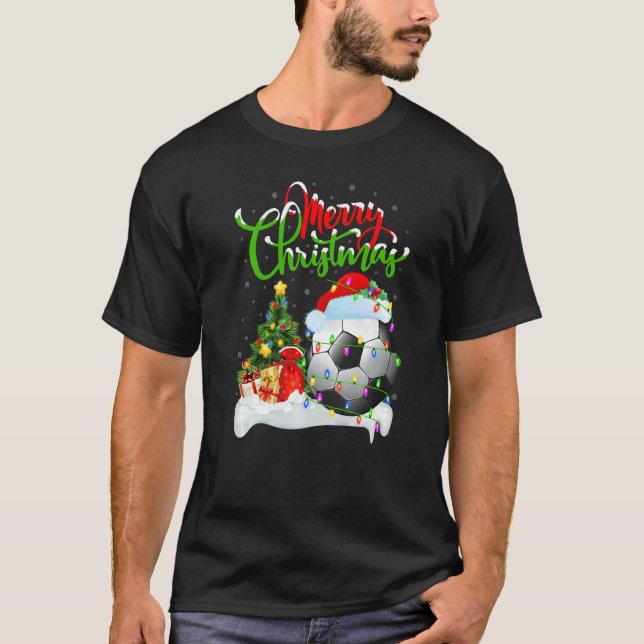 Camiseta Football  Xmas Decorations Santa Football Christma (Frente)