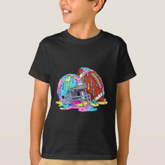 Camiseta Footll Helmet Drip For Boys Kids Youth Dripping Ic